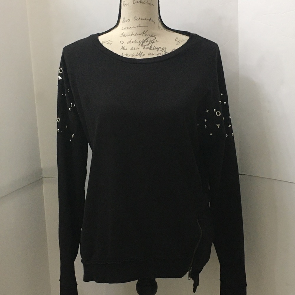 Black Rocker Distressed Sweatshirt